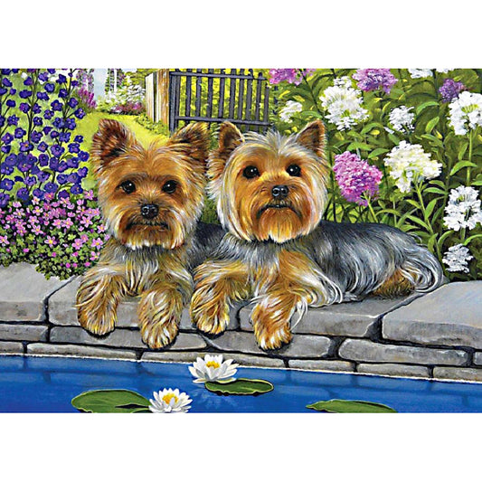 Flower Dogs 30*40CM(Canvas) Full Round Drill Diamond Painting