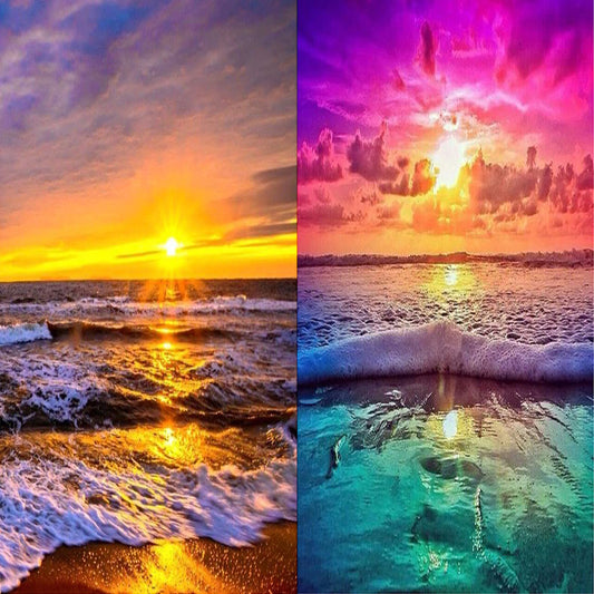 Sunset Seaside 30*30CM(Canvas) Full Round Drill Diamond Painting