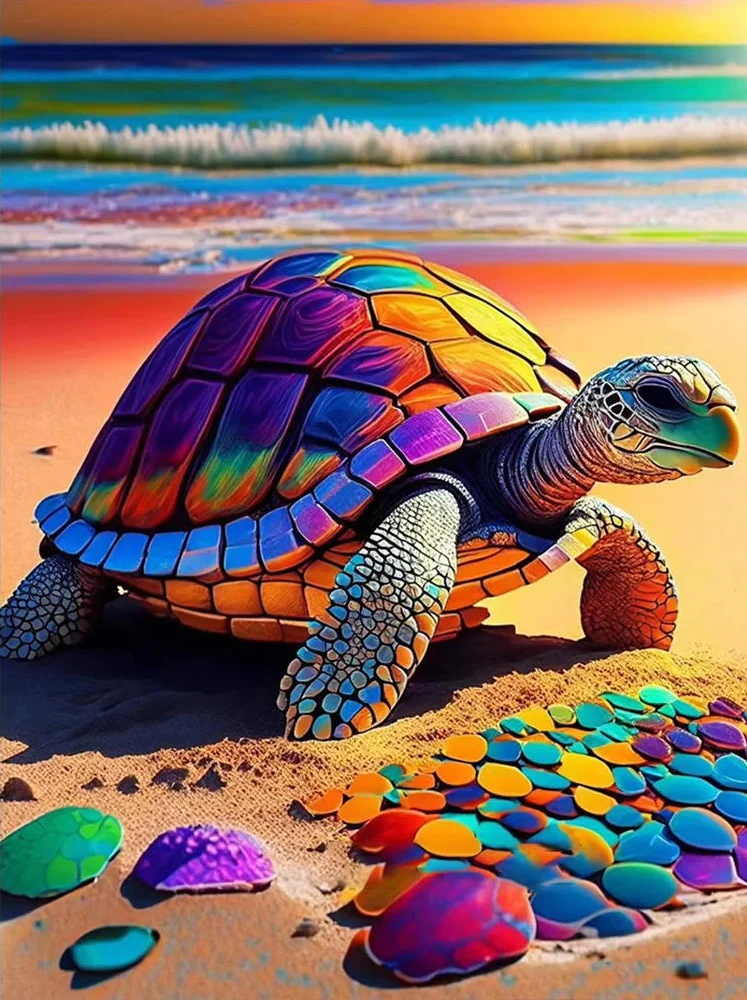 AB Diamond Painting - Full Round -  Colored Turtle (40*50CM)