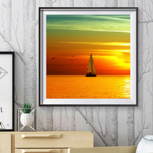 Load image into Gallery viewer, Sea Sunset Ship 30*30CM(Canvas) Special Shaped Drill Diamond Painting
