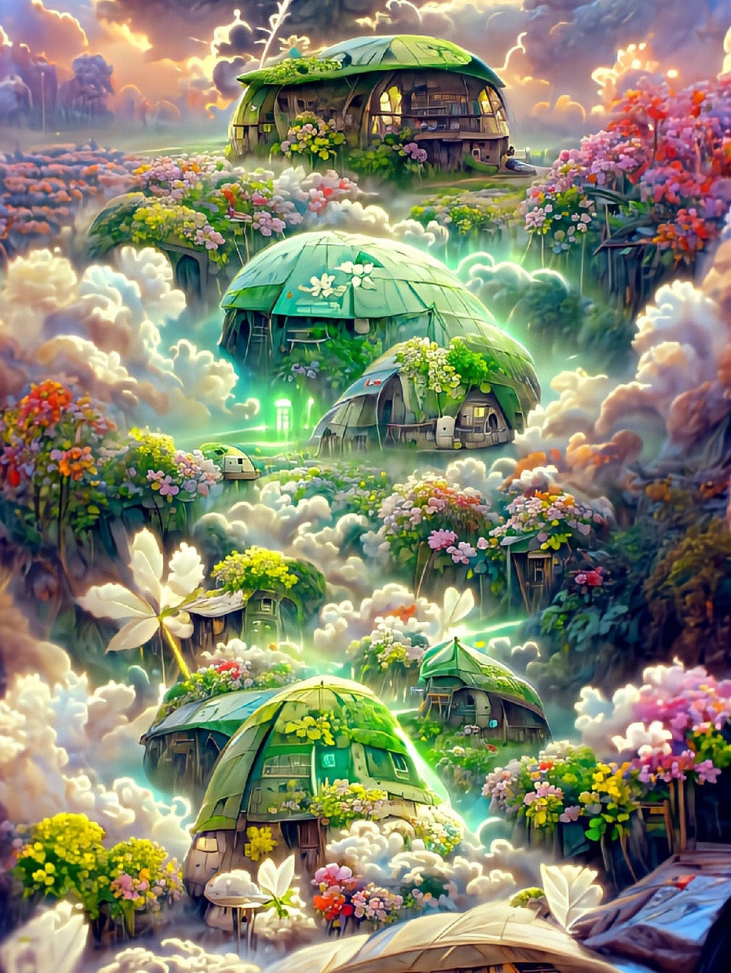 AB Diamond Painting - Full Round - Green House World (50*66cm)