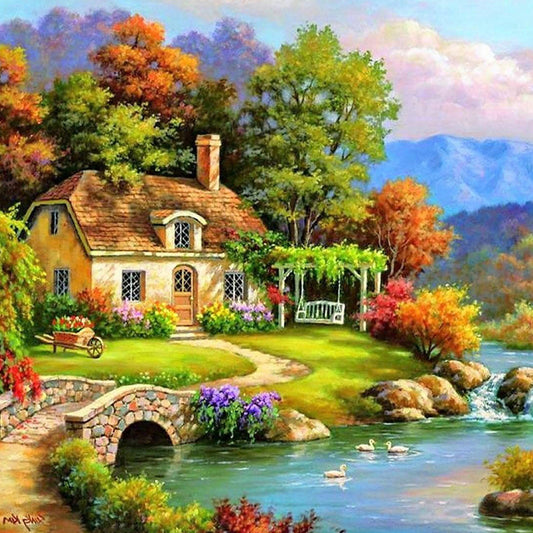 Relaxing Village 30x30cm(canvas) full round drill diamond painting