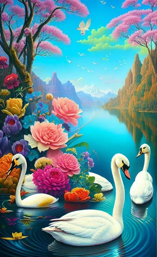 AB Diamond Painting - Full Round - Swan Lake (40*65cm)