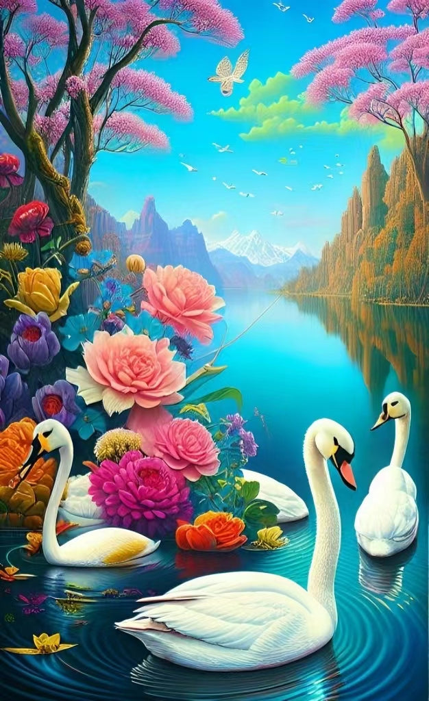 AB Diamond Painting - Full Round - Swan Lake (40*65cm)
