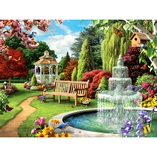 Courtyard 40*30CM(Canvas) Full Round Drill Diamond Painting