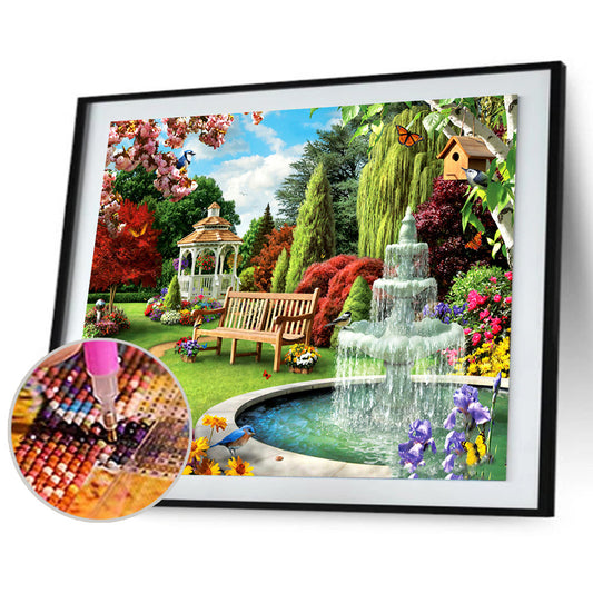 Courtyard 40*30CM(Canvas) Full Round Drill Diamond Painting