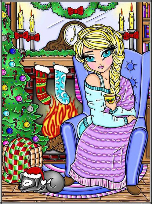 AB Diamond Painting - Full Round - Colorful pencil drawing big eyes doll (40*50CM)