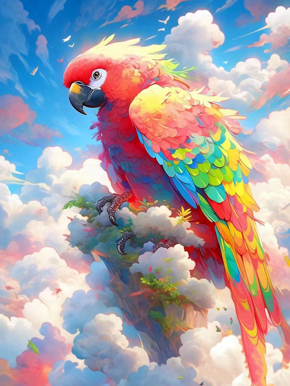 AB Diamond Painting - Full Round - Parrot In The Cloud (40*50CM)