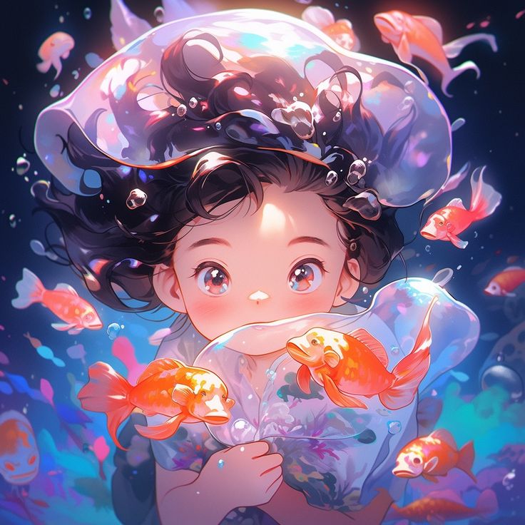 AB Diamond Painting - Full Round - anime goldfish girl (40*40CM)