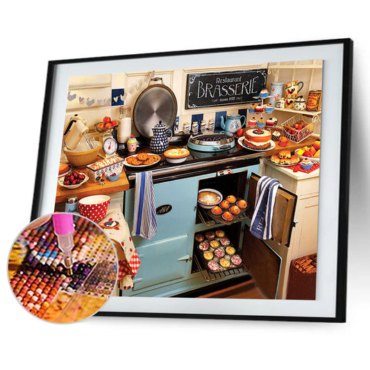 Kitchen 40*30CM(Canvas) Full Round Drill Diamond Painting