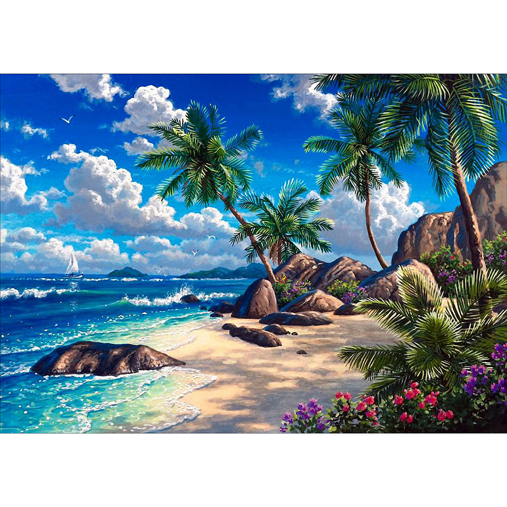 Seaside View 40*30CM(Canvas) Full Round Drill Diamond Painting