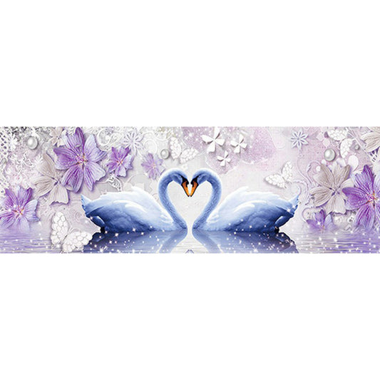 Swan Love 80*30CM(Canvas) Full Round Drill Diamond Painting
