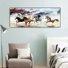Load image into Gallery viewer, Nine Running Horses 100*50CM(Canvas) Full Round Drill Diamond Painting
