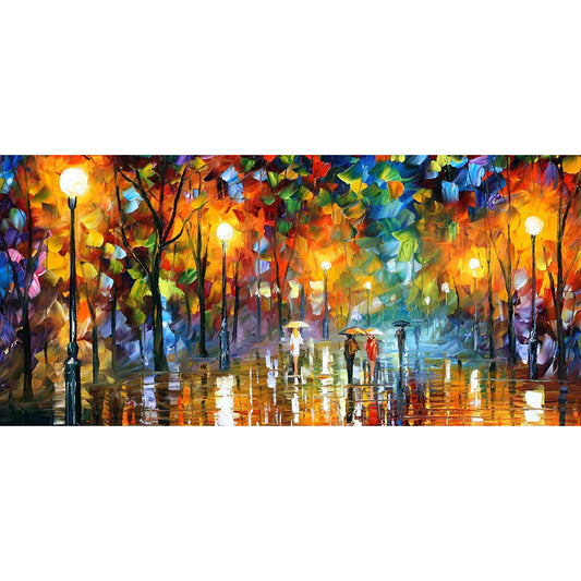 Street Night View 80*40CM(Canvas) Full Round Drill Diamond Painting