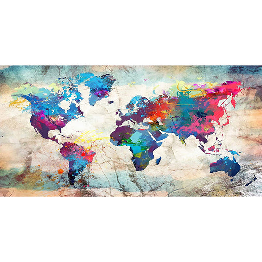 World Map 80*40CM(Canvas) Full Round Drill Diamond Painting