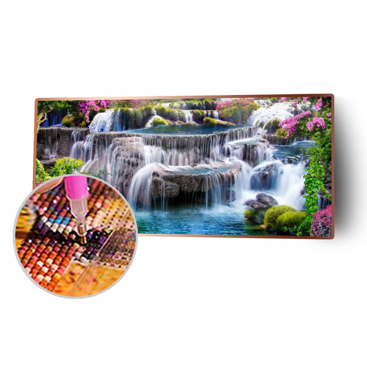 Mountain View Landscape 80*40CM(Canvas) Full Round Drill Diamond Painting