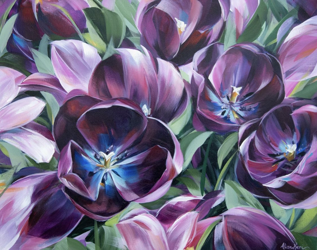 AB Diamond Painting - Full Round - Purple Tulips (40*50cm)