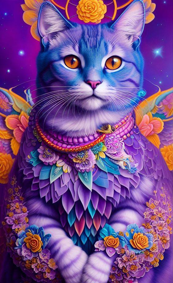 AB Diamond Painting - Full Round - Purple Cat (40*65cm)