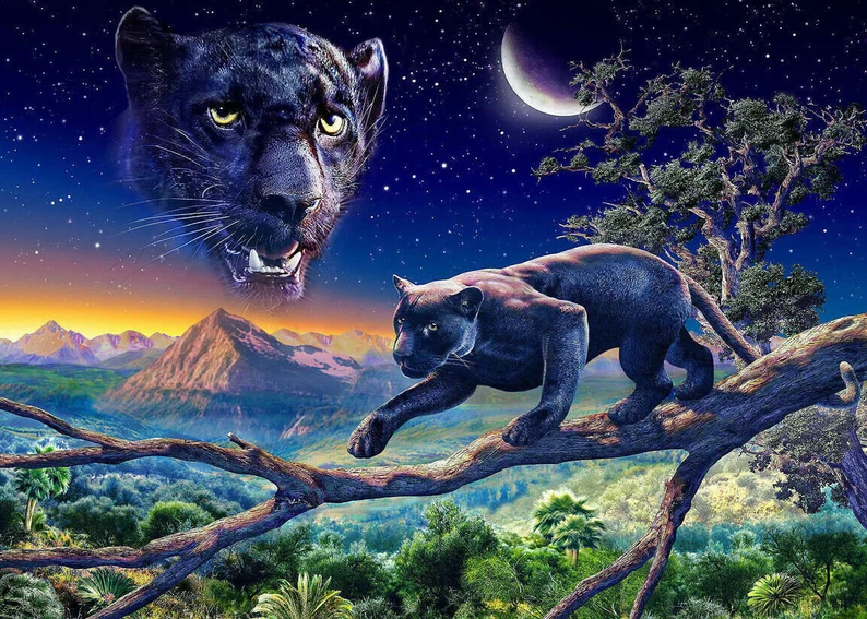 AB Diamond Painting - Full Round - Twilight Panther (40*60cm)
