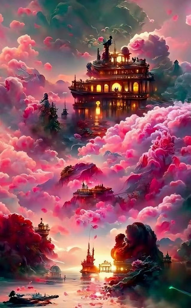 AB Diamond Painting - Full Round - Pink Cloud World (40*65cm)