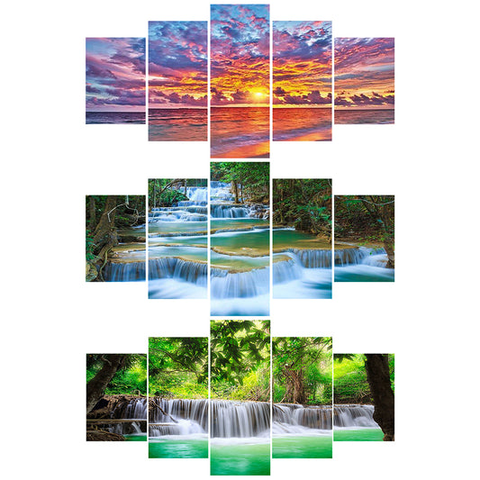 Lanscape 5 Pieces 103*45CM(Canvas) Full Round Drill Diamond Painting