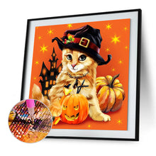 Load image into Gallery viewer, Halloween Cat 30*30CM(Canvas) Full Round Drill Diamond Painting
