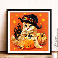 Load image into Gallery viewer, Halloween Cat 30*30CM(Canvas) Full Round Drill Diamond Painting
