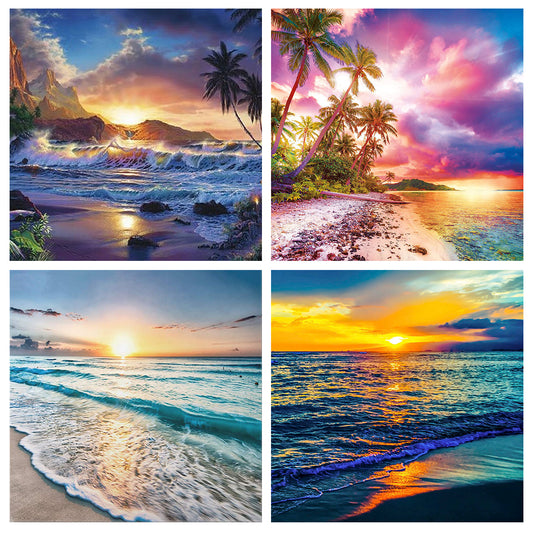 Sea Wave Point 30*30CM(Canvas) Full Round Drill Diamond Painting