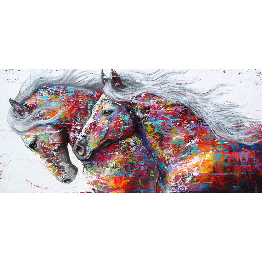 Colorful Skin Horses 80*40CM(Canvas) Full Round Drill Diamond Painting
