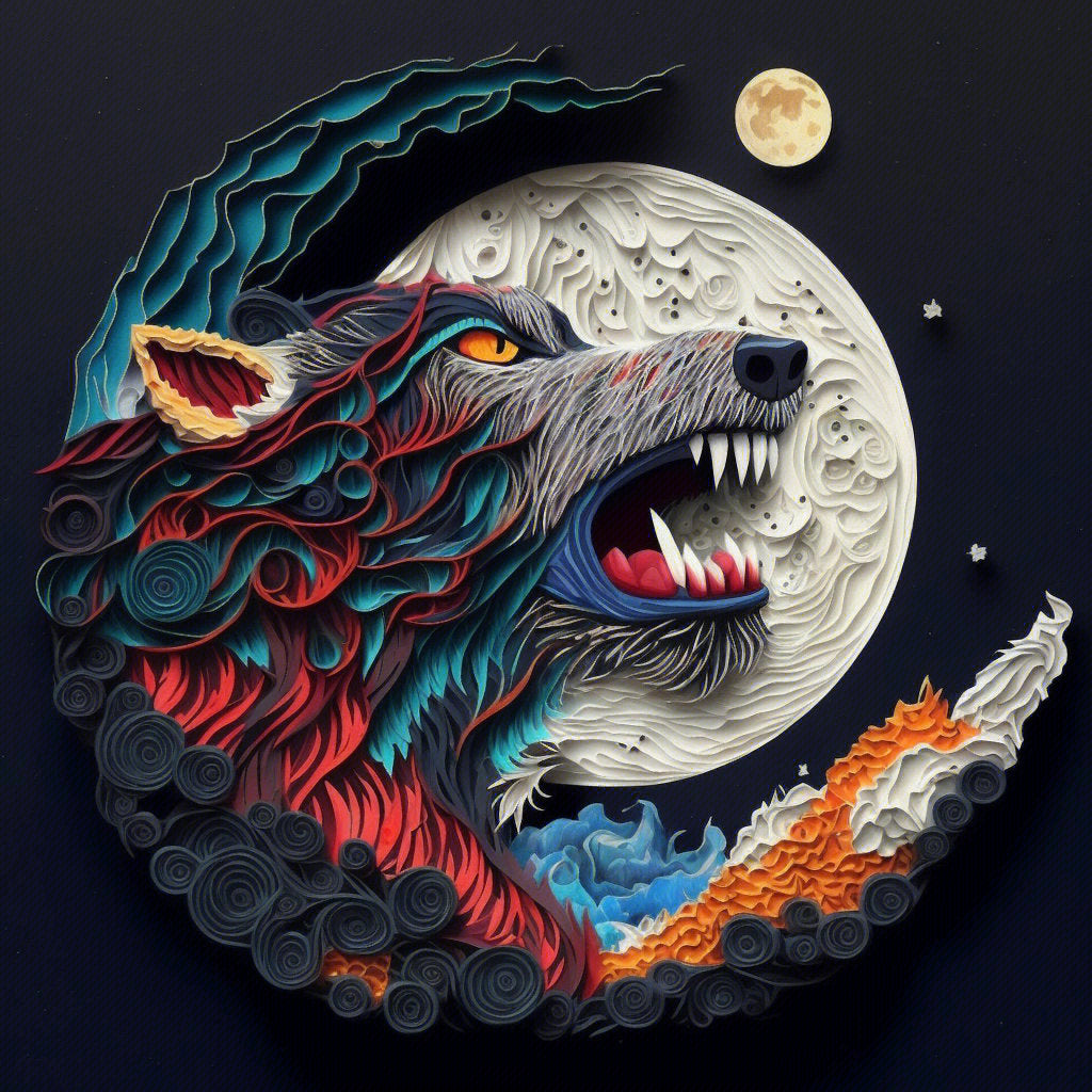AB Diamond Painting - Full Round - Moon Wolf (40*40cm)