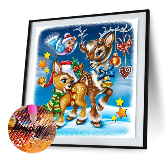 Christmas Elk 30*30CM(Canvas) Full Round Drill Diamond Painting