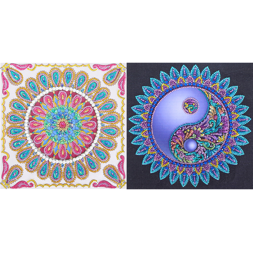 Mandala Flowers 30*30CM(Canvas) Partial Round Drill Diamond Painting