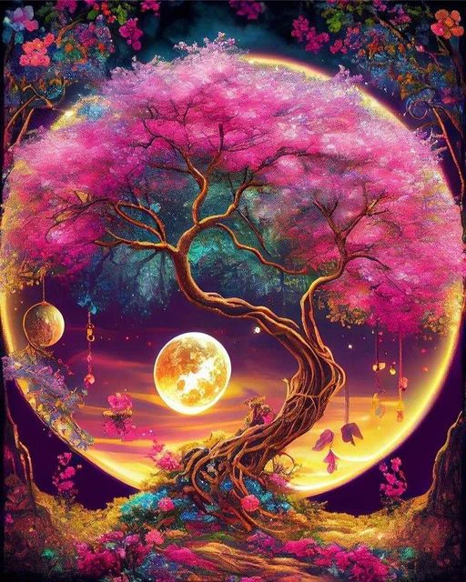 AB Diamond Painting - Full Round - Moon Tree (40*50cm)