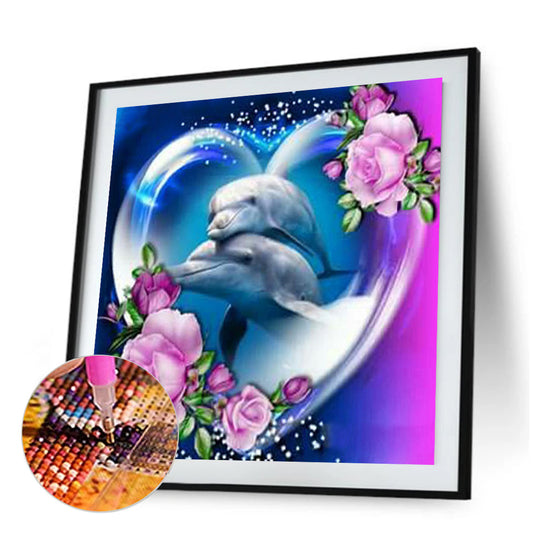 Couple Dolphins 30*30CM(Canvas) Full Round Drill Diamond Painting
