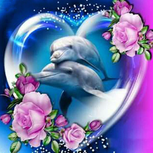 Couple Dolphins 30*30CM(Canvas) Full Round Drill Diamond Painting
