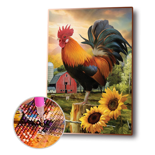 Rooster Sunflower 30*40CM(Canvas) Full Round Drill Diamond Painting