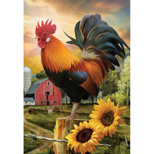 Rooster Sunflower 30*40CM(Canvas) Full Round Drill Diamond Painting