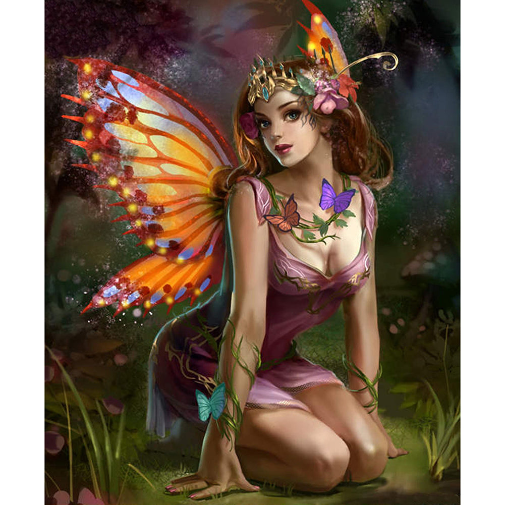 Butterfly Fairy Girl 30*40CM(Canvas) Full Round Drill Diamond Painting