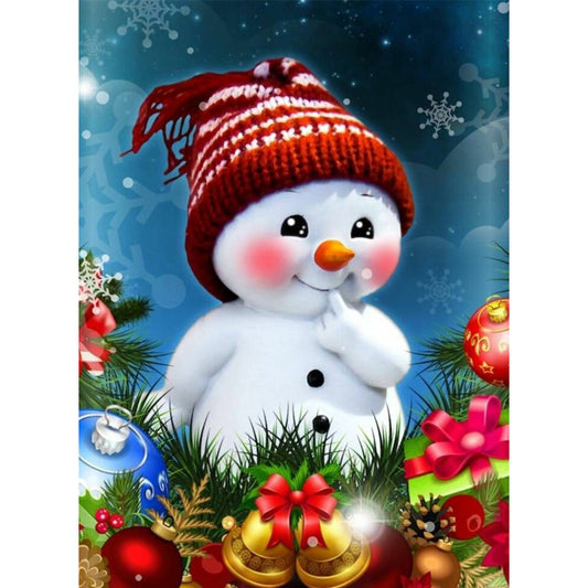 Red Cheeks Snowman 30*40CM(Canvas) Full Round Drill Diamond Painting