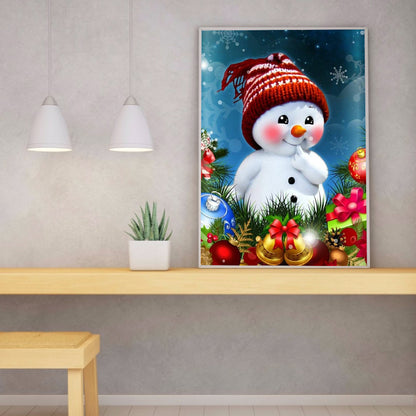 Red Cheeks Snowman 30*40CM(Canvas) Full Round Drill Diamond Painting