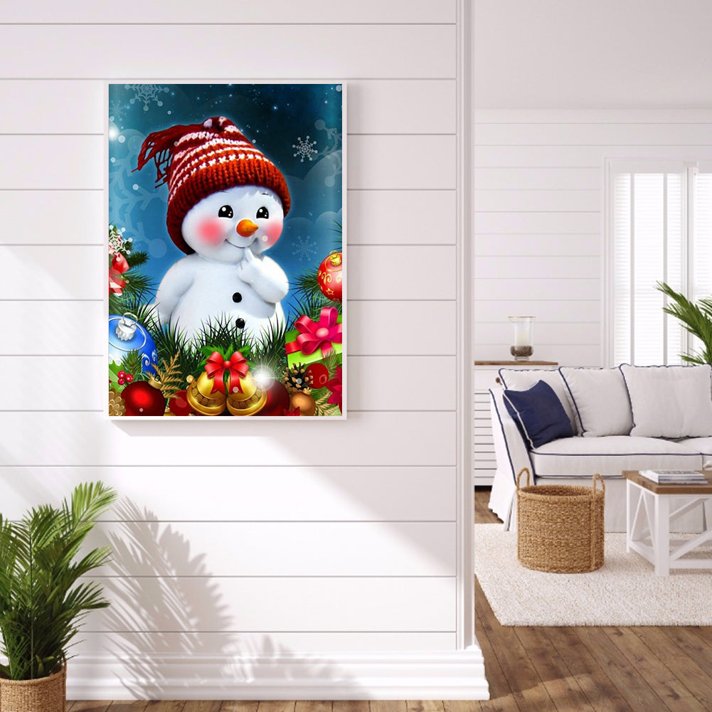Red Cheeks Snowman 30*40CM(Canvas) Full Round Drill Diamond Painting