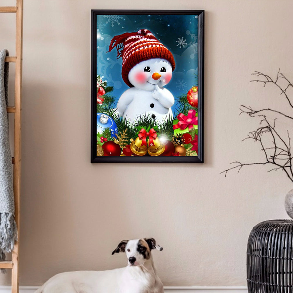 Red Cheeks Snowman 30*40CM(Canvas) Full Round Drill Diamond Painting