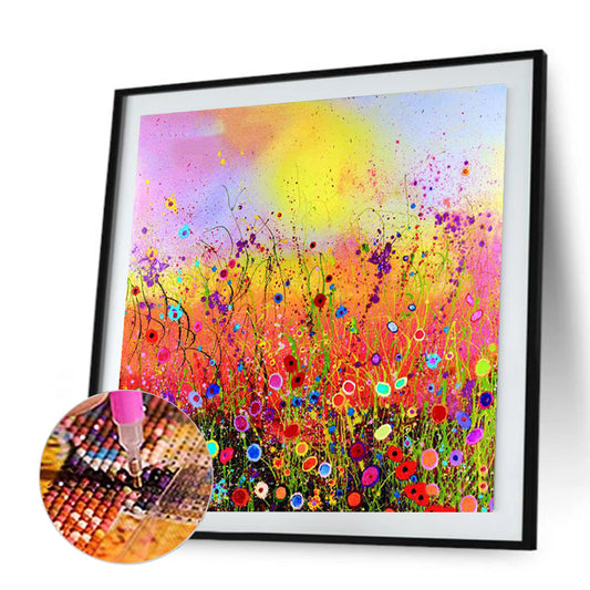 Color Flower Field 30*30CM(Canvas) Full Round Drill Diamond Painting