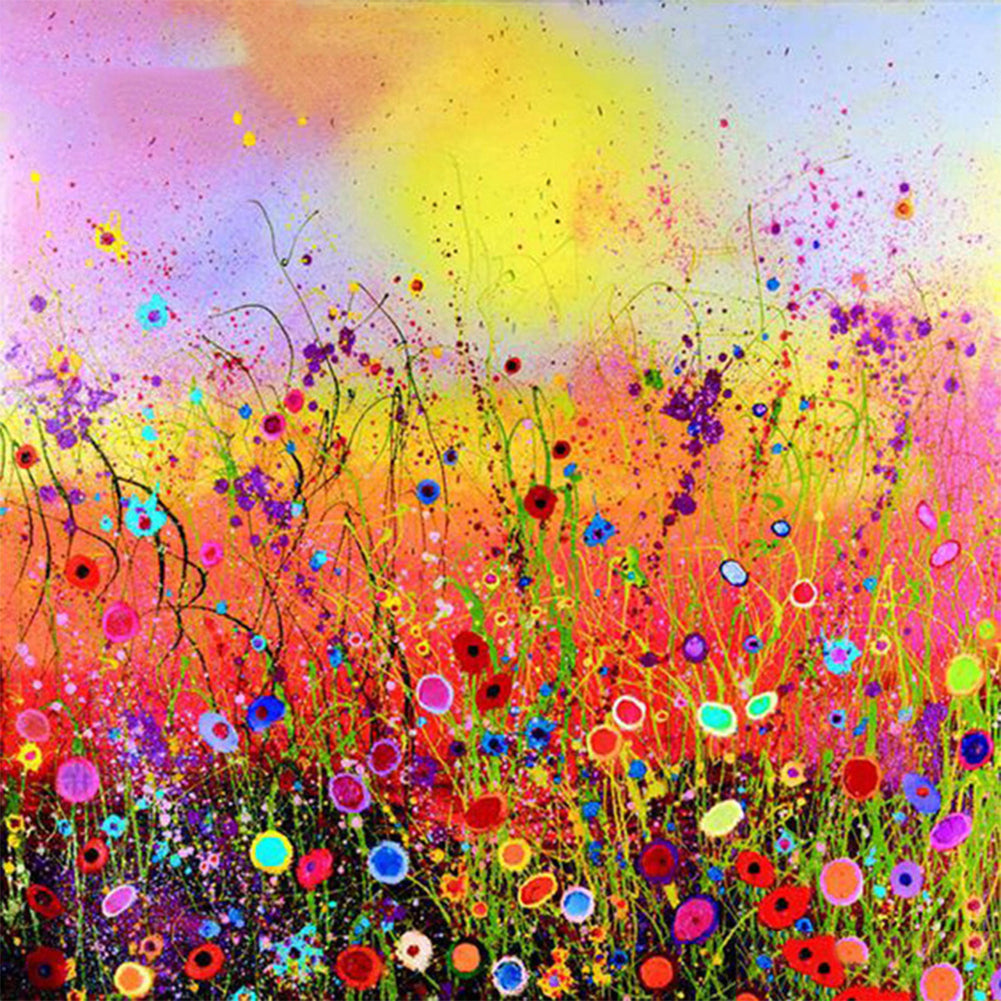 Color Flower Field 30*30CM(Canvas) Full Round Drill Diamond Painting
