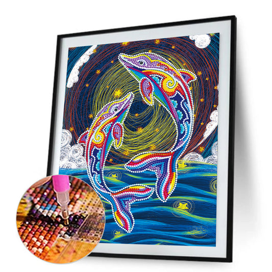 Dolphin 30*40CM(Canvas) Special Shaped Drill Diamond Painting