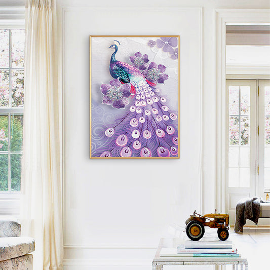 Peacock 30x40cm(canvas) partial special shaped drill diamond painting