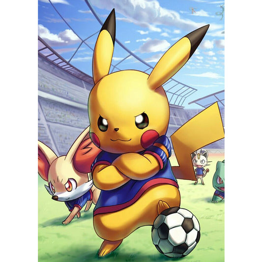 Pikachu And Football 30*40CM(Canvas)-Full Round Drill Diamond Painting