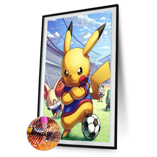 Pikachu And Football 30*40CM(Canvas)-Full Round Drill Diamond Painting