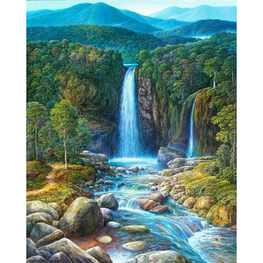 Waterfall 30*40CM(Canvas) Full Round Drill Diamond Painting