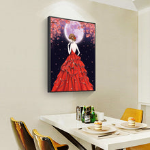 Load image into Gallery viewer, Red Dress Girl 30*40CM(Canvas) Special Shaped Drill Diamond Painting

